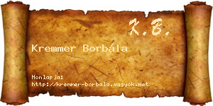 Kremmer Borbála névjegykártya
